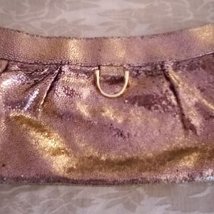 Cashe Rose Gold Leather Clutch